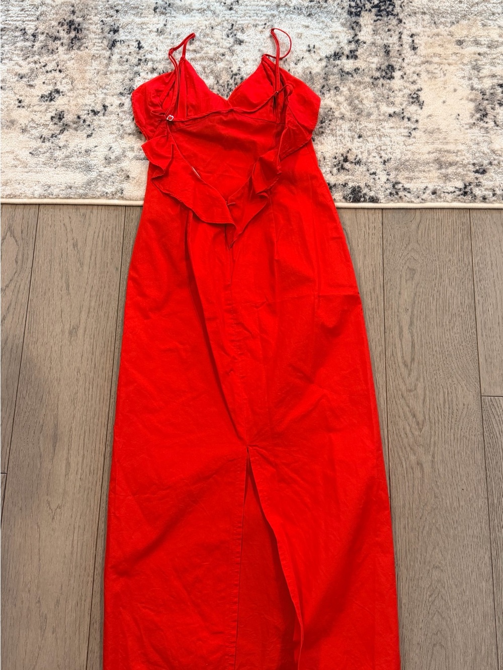 Zara Red Ruffle-Front Maxi Dress - Picture 2 of 3